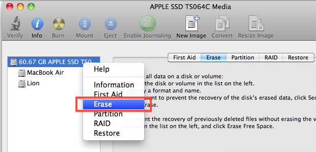 Apple Disk Utility Erase