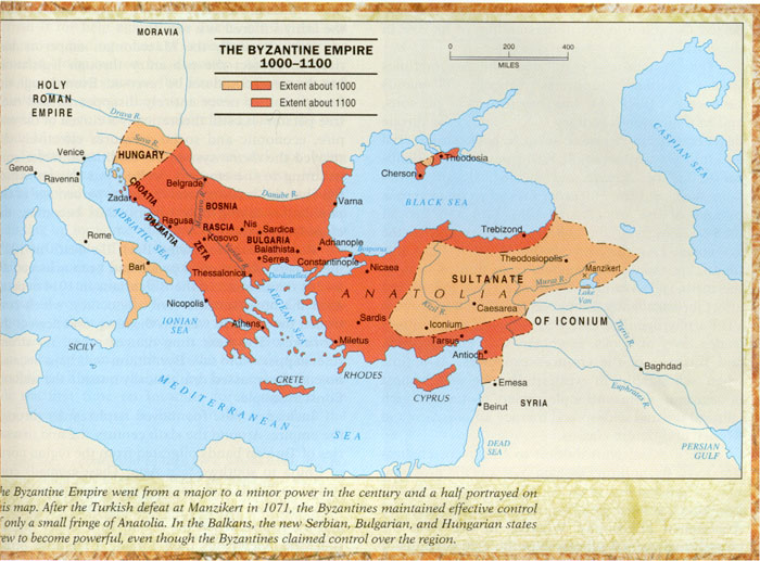 Byzantine Empire Map 1100