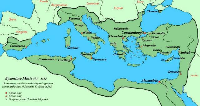 Byzantine Empire Map Justinian