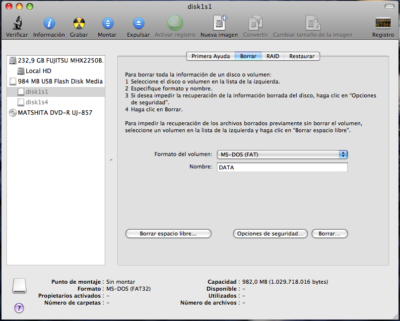 Disk Utility Partition Format