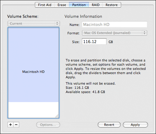 Disk Utility Partition