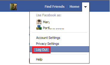 Facebook Logout Home Page