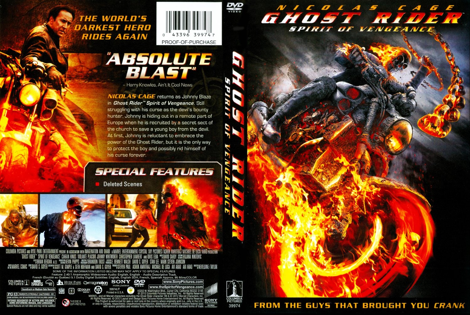 Ghost Rider Spirit Of Vengeance Dvd Cover