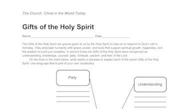 Gifts Of The Holy Spirit For Children Worksheet