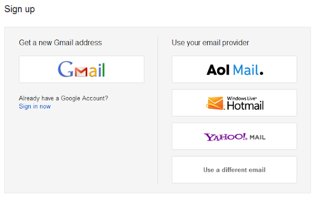 Gmail Account Opening Page