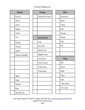 Grocery List Template For Kids