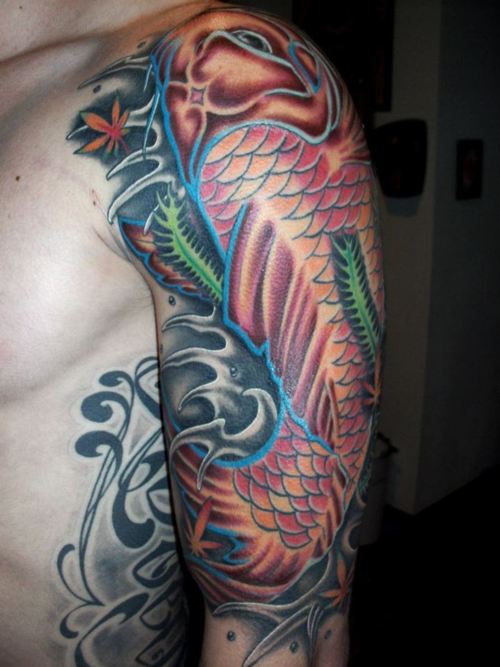 Half Sleeve Koi Fish Tattoo Designs For Men