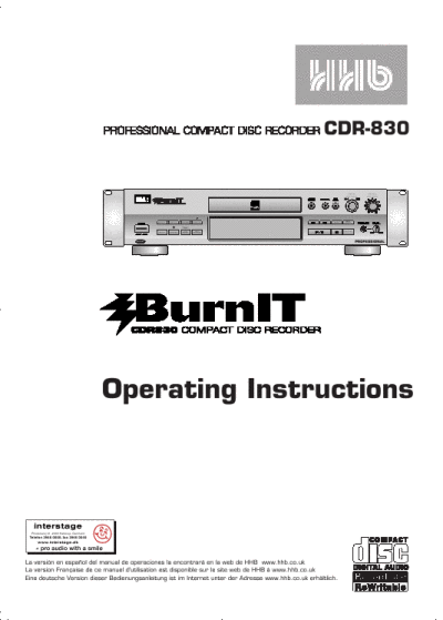 Hhb Cdr830 Manual
