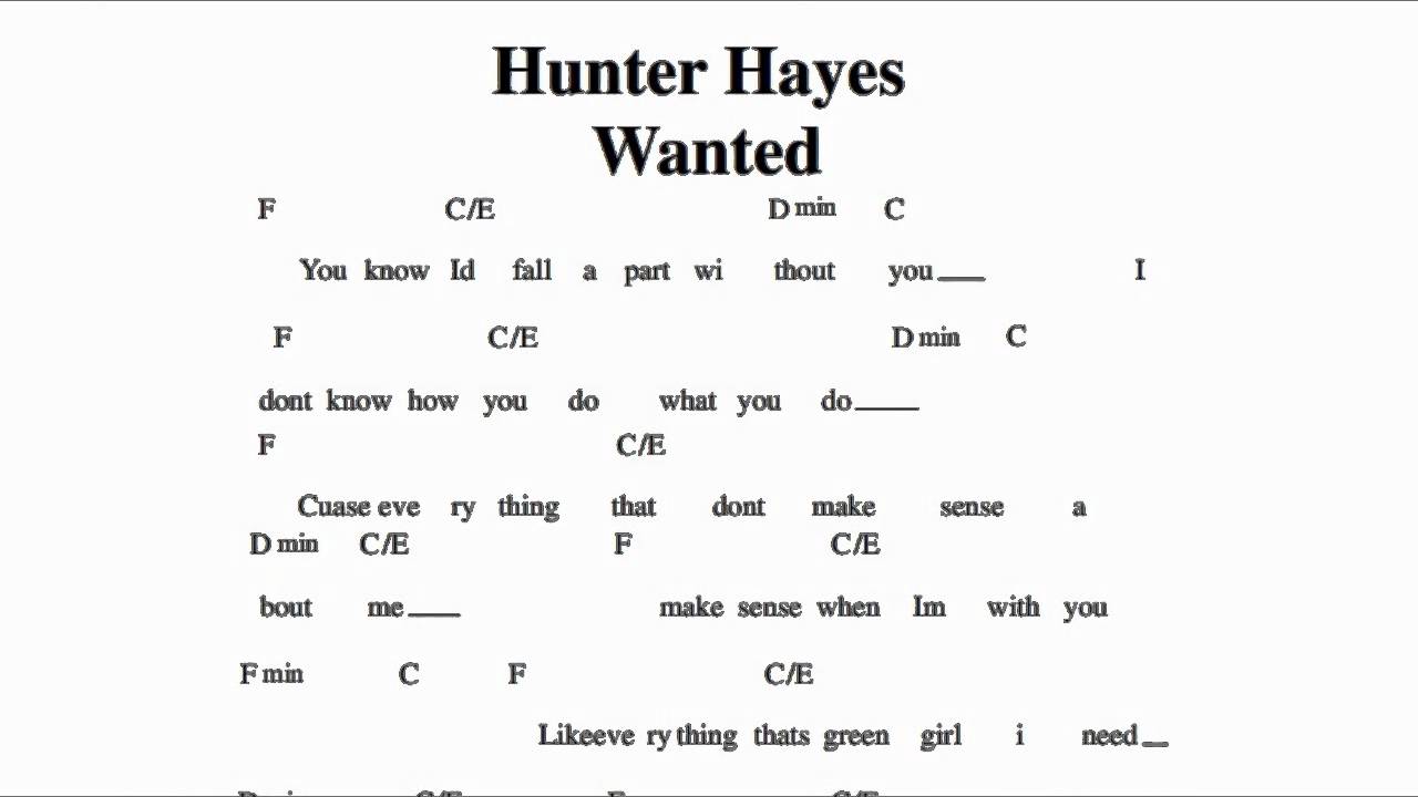 Hunter Hayes Wanted Piano Sheet Music