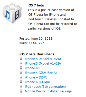 Ios 7 Beta 1 Download Links (direct Links From Mega)
