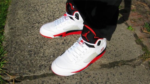 Jordan 5 Fire Red On Feet