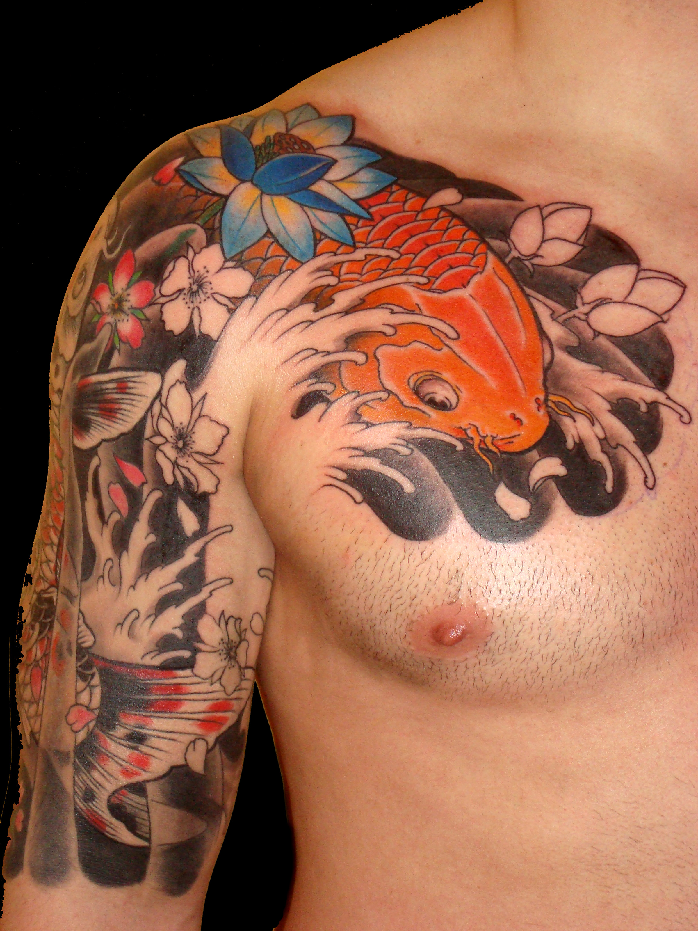 Koi Fish Tattoo Chest