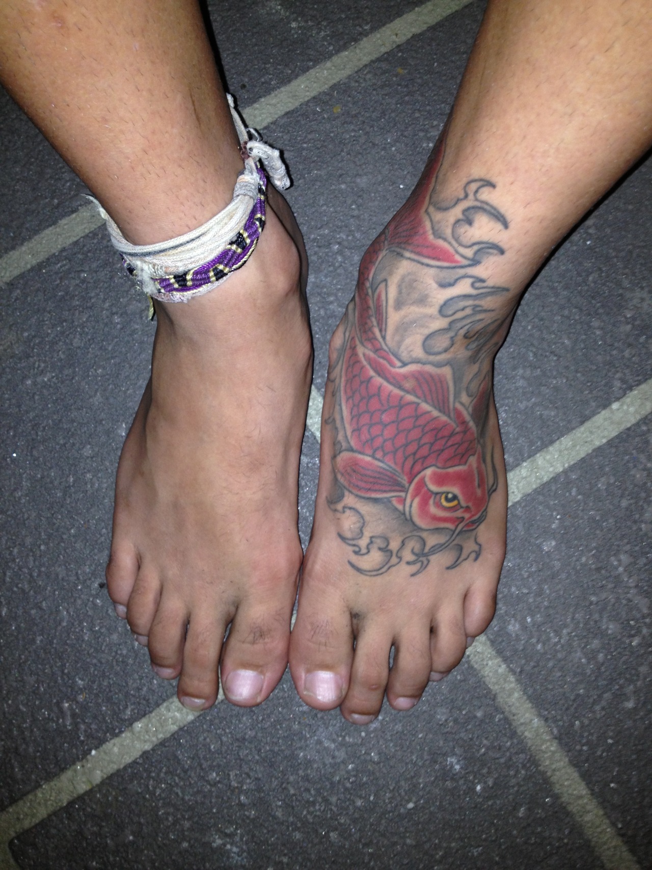 Koi Fish Tattoo On Foot