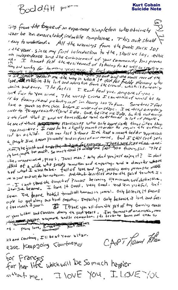 Kurt Cobain Death Certificate