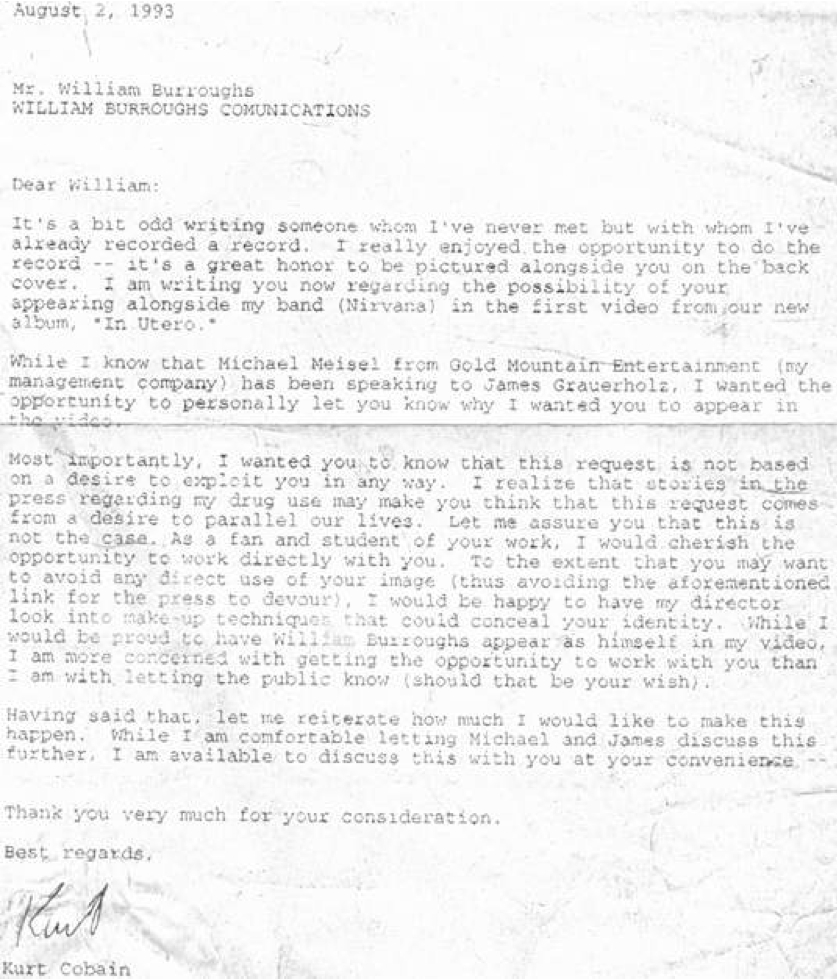 Kurt Cobain Death Letter