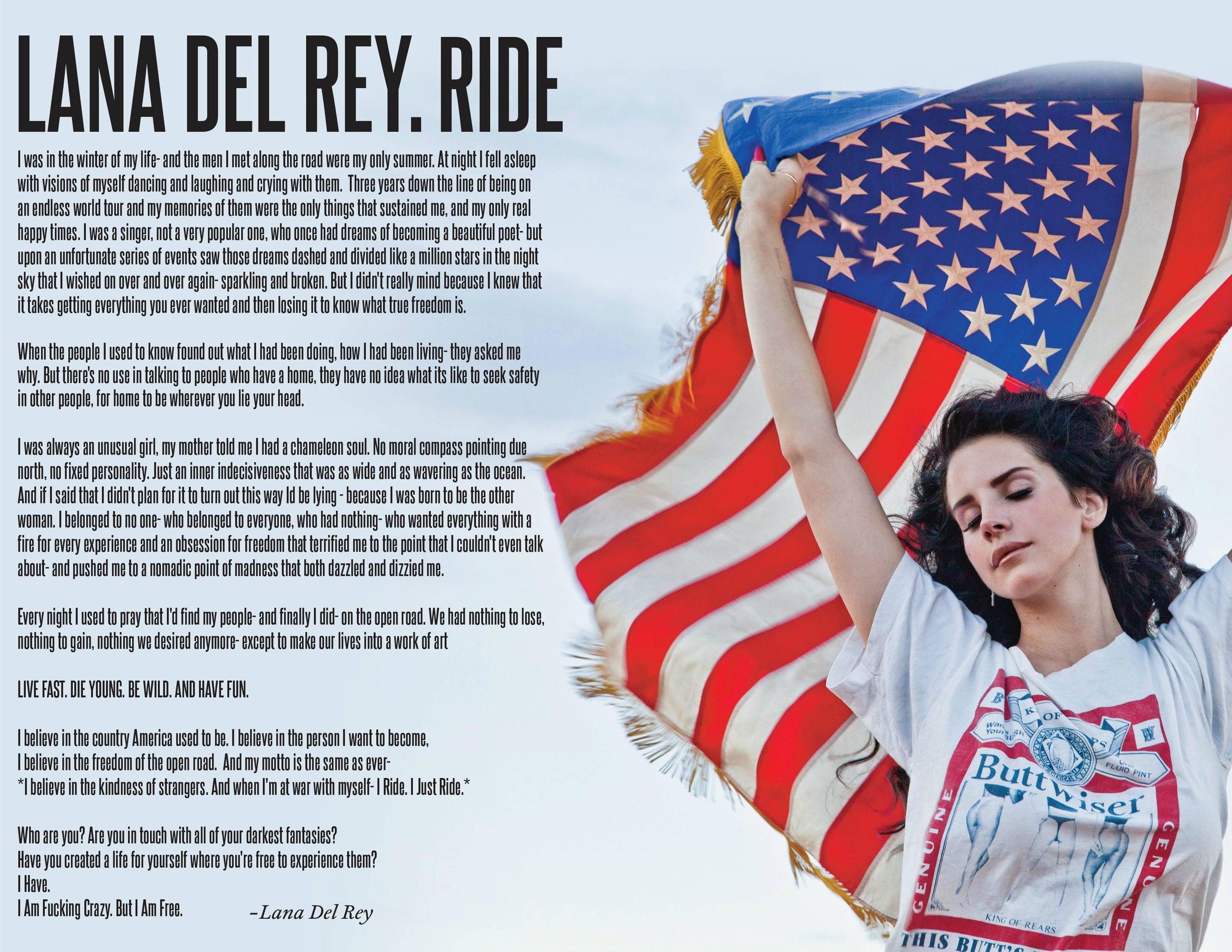 Lana Del Rey Ride Lyrics Video