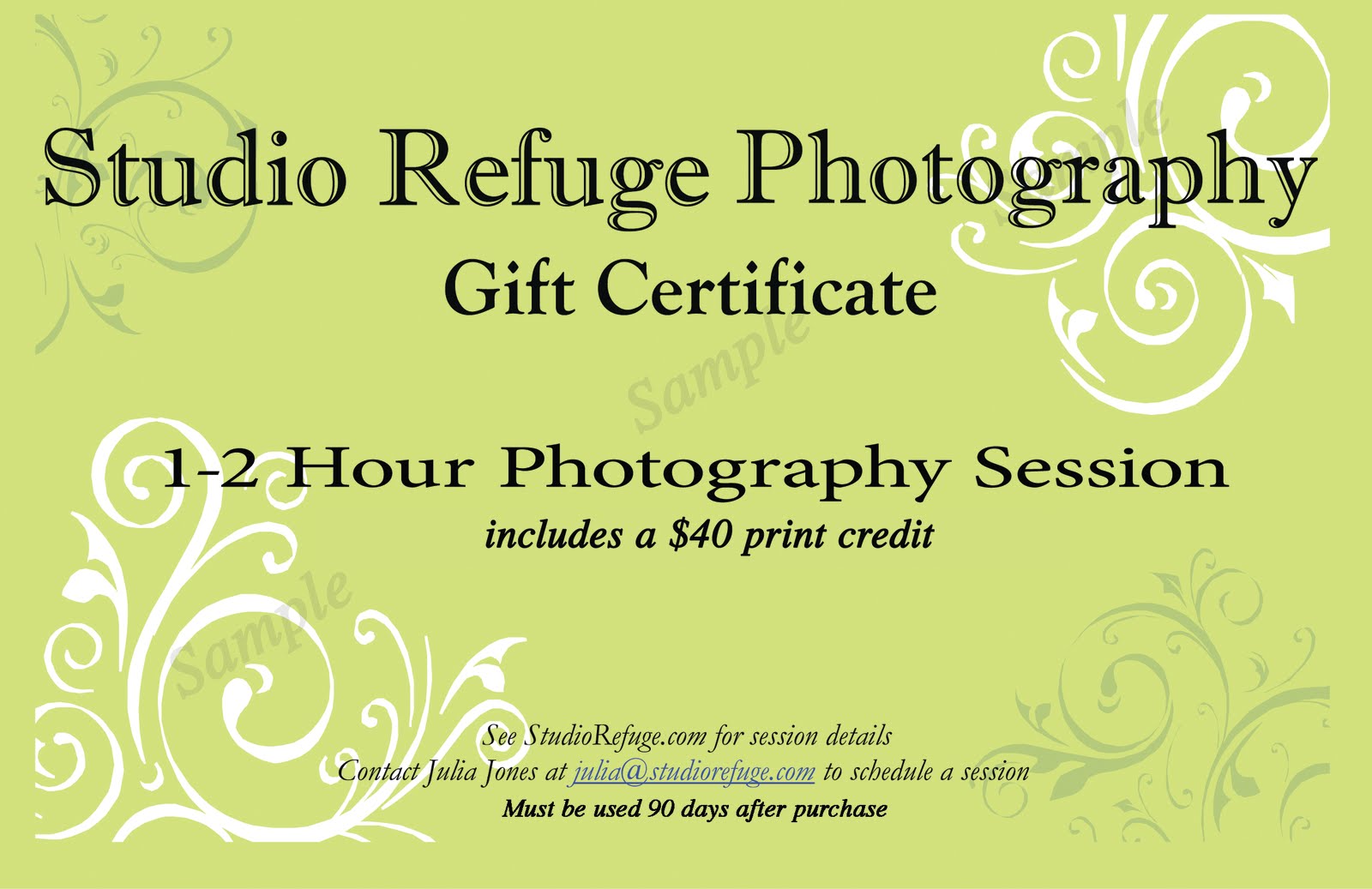 Photography Gift Certificate Samples