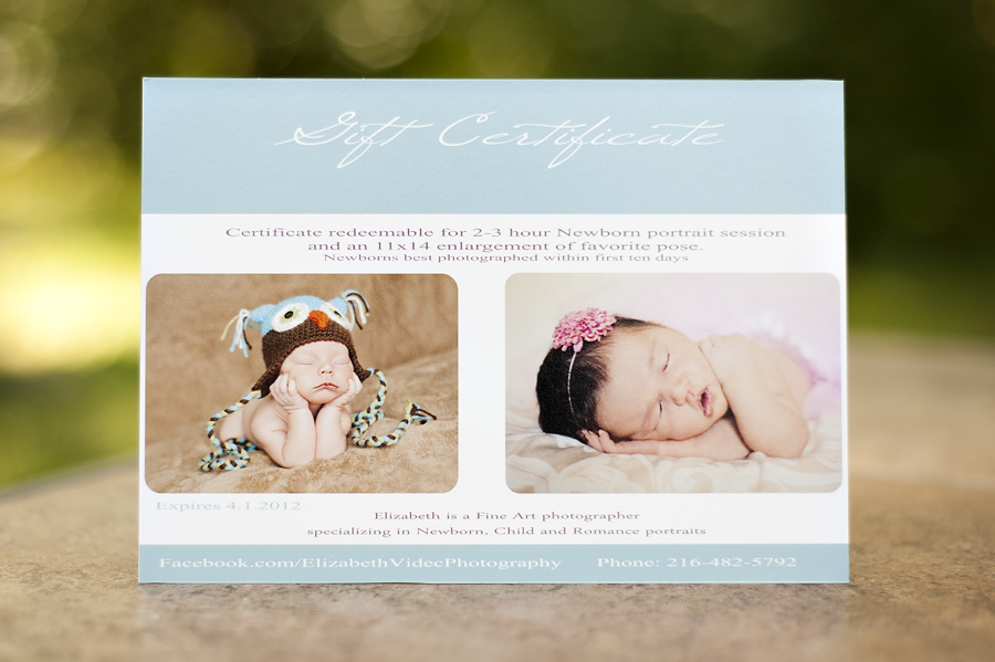 Photography Gift Certificate Wording