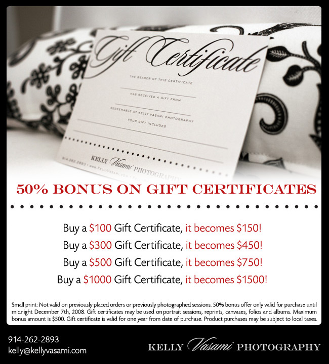 Photography Gift Certificate Wording