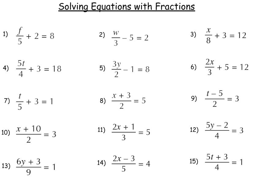 Solving Equations With Fractions Game