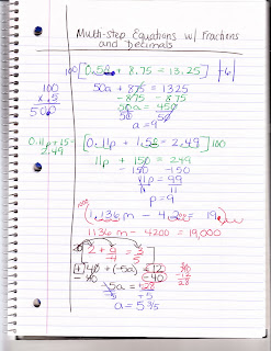 Two Step Equations With Fractions And Decimals