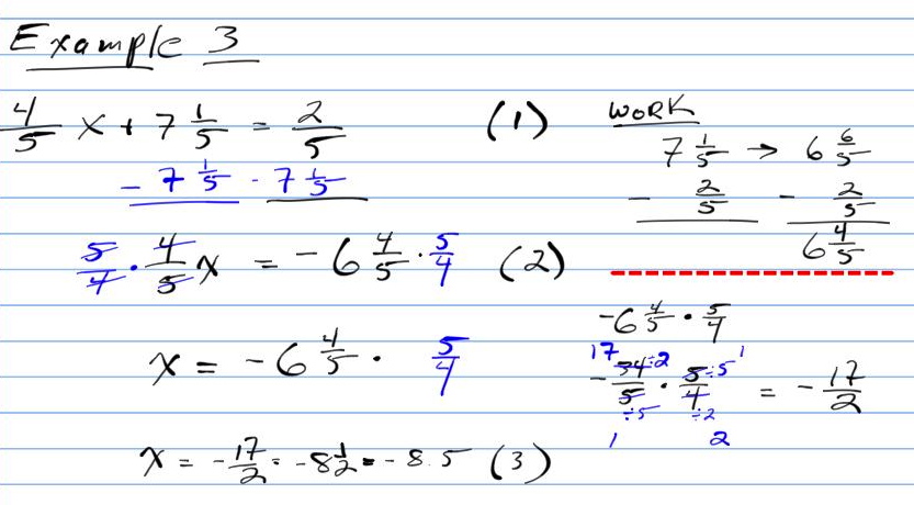 Two Step Equations With Fractions