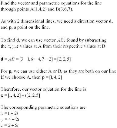 Vector Equations Of Lines And Planes